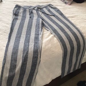 Navy and cream linen pant